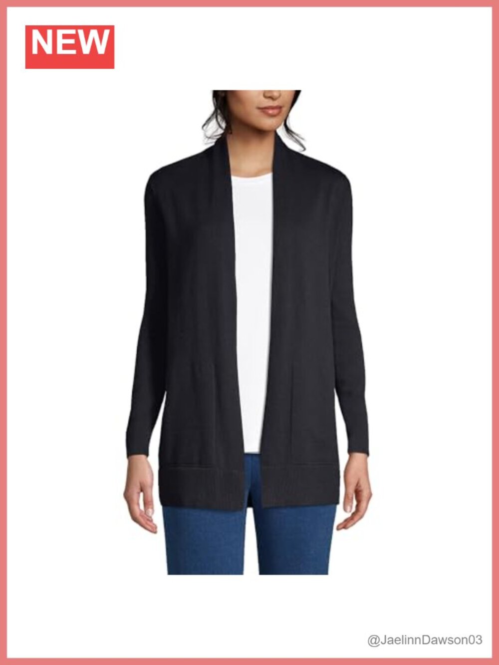 Lands' End 100% Cotton Open Front Long Cardigan Sweater Tunic
